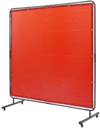 Perdea sudura impotriva scanteilor cu cadru otel 180x180 cm 4 x roti Rosu Protectie UV 