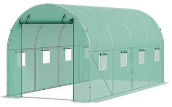 Sera pentru flori si legume Cadru otel galvanizat 445x194x192 cm 8 ferestre 140 g/cm³ PE Velcro Verde 