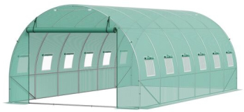 Sera pentru flori si legume Cadru otel galvanizat 590x295x198 cm 12 ferestre 140 g/cm³ PE Velcro verde 
