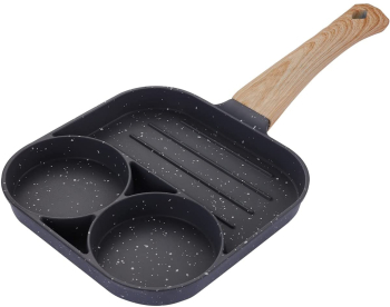 Tigaie cu Forme MRG MTNT51 3 Compartimente Universala Non-Stick 34 cm Usor de Curatat Pentru Mic Dejun Clatite Pancakes Gri 