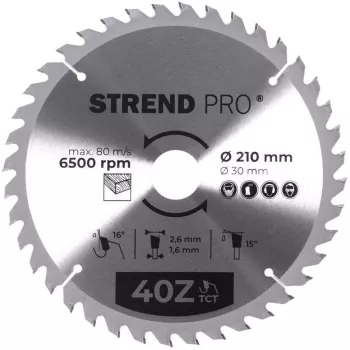 Disc circular vidia pentru lemn 40 dinti 210 mm Strend Pro 