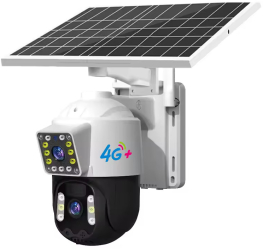 Camera de Supraveghere 4G TSS-D203 cu Panou Solar Doua Lentile 3MP+3MP PTZ Dome Night Vision Waterproof cu Aplicatie Live 