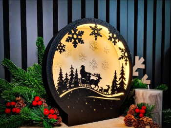 Caseta luminoasa LED cu tematica festiva in format 3D rotund
