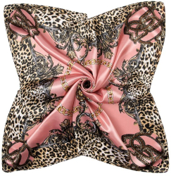 Esarfa dama tip sal mare fond roz cu diverse forme 90x90 cm 