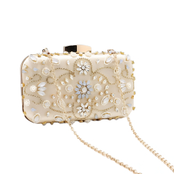 Geanta Mica de Dama Design Elegant Tip Clutch cu Aplicatii de Pietre Multicolore si Lantisor Incapatoare Aurie 