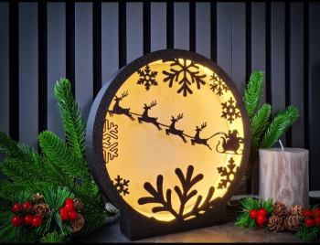 Lampa LED in format 3D in doua non culori cu tematica de iarna