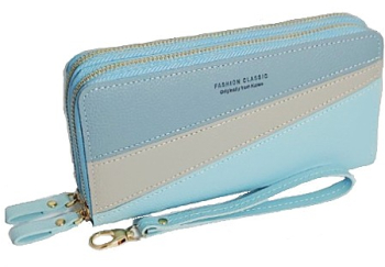 Portofel dama mare Fashion Classic cu bareta piele ecologica premium bleu 
