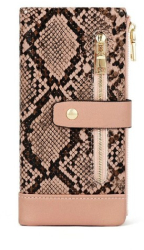 Portofel dama mediu animal print piele ecologica cu capsa si fermoar Roz 