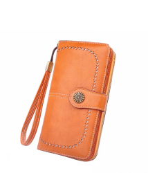 Portofel dama piele ecologica cu bareta orange natural 195x105x35mm 
