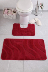 Set 2 Covorase Baie Model Symphony 2577 Marimi 60 x 100 50 x 60 cm Rosu Inaltime Fir 0 Antiderapant Antialergic Polipropilena