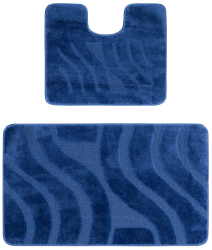 Set 2 Covorase Baie Model Symphony 2582 Marimi 50 x 80 40 x 50 cm Albastru Antialergic Polipropilena