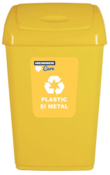 Cos de gunoi cu capac batant Heinner Care reciclare ECO galben 35L 