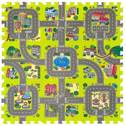 Covoras tip puzzle 9 piese spuma EVA multicolor 90x90 cm 