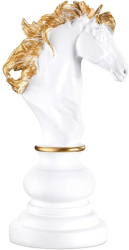 Piesa de decor statuie de sah Navaris - Sculptura decorativa inalta din rasina Alb 54463.03.02 