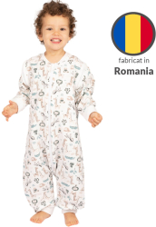 Sac de dormit copii cu picioare si maneci detasabile din bumbac flausat 18-36 luni Kidizi Safari 1 tog 