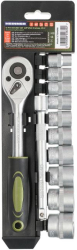 Set 12 piese Heinner Cheie cu clichet 3/8 capete chei tubulare 10-24 mm material chrome-vanadium 