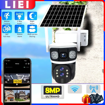 Camera de Supraveghere cu Panou Solar PTZ 4G TSS-T9 cu Lentile Multiple Ultra HD IR 20m 10X Zoom Detectia Miscarii Slot Card App 