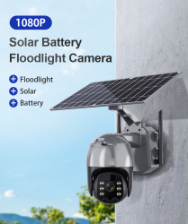 Camera de Supraveghere cu Panou Solar WiFi Full HD 4MP 4X Zoom Digital TSS-S03N-W Night Vision IR 25m Slot Card cu Acumulatori Inclusi 