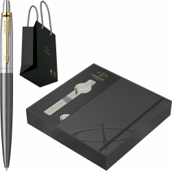 Pix Parker Jotter Royal Core Grey GT personalizat prin gravura laser in cutie cu agenda si punga 