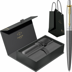 Pix Parker Jotter Royal Core Grey GT personalizat prin gravura laser in cutie cu etui si punga 