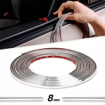 Rola Ornament autoadeziv 8mm x 15m culoare Crom SILVER 