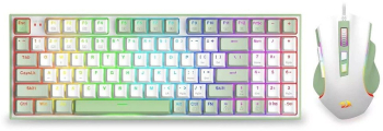 Kit tastatura mecanica si mouse Redragon Ultimate Gaming Rig iluminare RGB Alb / Verde 