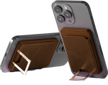 Accesoriu pentru telefon 3 in 1 Flippy incarcator Wirelles Magsafe portofel si suport maro 