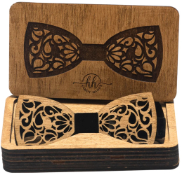 Papion din lemn HH976 Personalizat in Cutie Premium Cadou 11.5x5 cm 