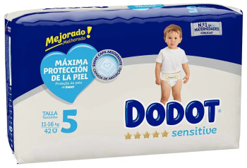 Set Scutece marimea 5 pentru copii 11-16 kg Dodot Sensitive 42 buc 