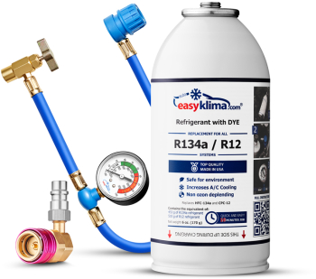 EasyKlima Kit de gaz R134a + adaptor HP/LP pentru sistemul aer conditionat auto 