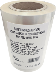 Folie termosudare pentru sigilat caserole PP deschidere usoara Easy Peel 185MM X 300 ML 