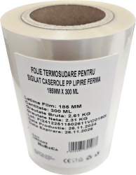 Folie termosudare pentru sigilat caserole PP lipire ferma 185MM X 300 ML 