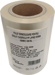 Folie termosudare pentru sigilat caserole PP lipire ferma 190MM X 300 ML 