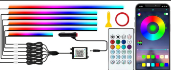 Pachet lumini ambientale interior auto RGB 6 in 1 cu aplicatie mobila Armax 