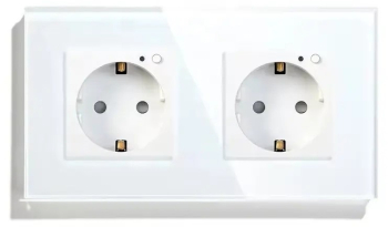 Priza dubla inteligenta de perete Wi-Fi Rama din sticla Monitorizare consum 16A Smart Life / Tuya APP Alb SmartWiz 