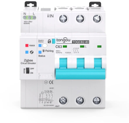 Siguranta Automata Inteligenta ZigBee Monitorizare Curent MCB Tuya/Smartlife 3P Poli 2P+N Trifazat 63A Compatibila Google Home si Al 