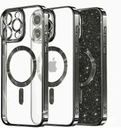 Husa pentru iPhone 14 Pro - Techsuit Luxury Glitter MagSafe - Black 