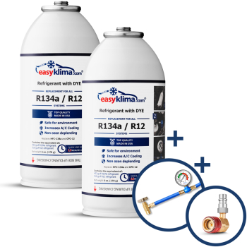 Kit EasyKlima + gaz R134a + adaptor HP/LP pentru aer conditionat auto 