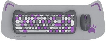 Set tastatura si mouse fara fir Canyon HSET-W6 Kitty Edition violet 