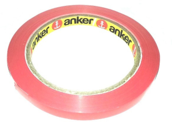 Banda PVC ANKER rosie autoadeziva de 9mm x 66m pentru legarea inchiderea pungilor 