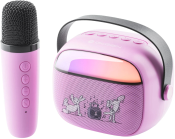 Boxa portabila pentru copii GoGEN BOB A BOBEK PARTY 3.2 W USB Micro SD microfon fara fir 3.7V / 1200mAh roz 