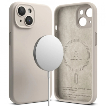 Husa pentru iPhone 15 Plus - Ringke Silicone Magnetic MagSafe - Stone 
