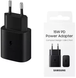 Incarcator Priza Type-C 15W Fast Charging - Samsung EP-T1510NBEGEU - Black Blister Packing 