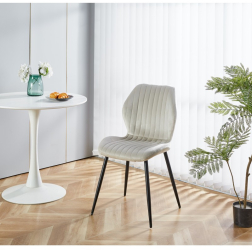 Scaun living AB104 catifea picioare metalice 89x48x43 cm sarcina maxima 100 kg bej 