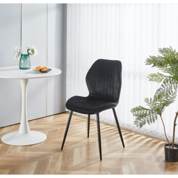 Scaun living AB104 catifea picioare metalice 89x48x43 cm sarcina maxima 100 kg negru 