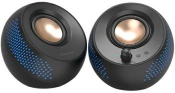 Boxe PC Creative Pebble X 2.0 15W RMS Bluetooth USB-C iluminare RGB negru dimensiuni 139.5x132x136mm