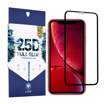 Folie pentru iPhone 11 / iPhone XR - Lito 2.5D FullGlue Glass - Black 