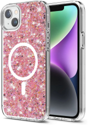 Husa pentru iiPhone 14 Plus / iPhone 15 Plus - Techsuit Sparkly Glitter MagSafe - Pink