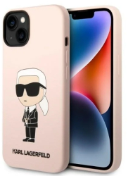 Husa pentru iPhone 14 - Karl Lagerfeld Silicone MagSafe KLHMP14SSNIKBCP - Pink Ikonik 