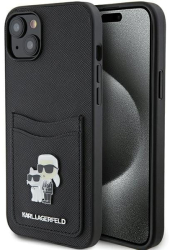 Husa pentru iPhone 15 - Karl Lagerfeld Saffiano Cardslot KLHCP15SSAPKCNPK - Karl&Choupette 